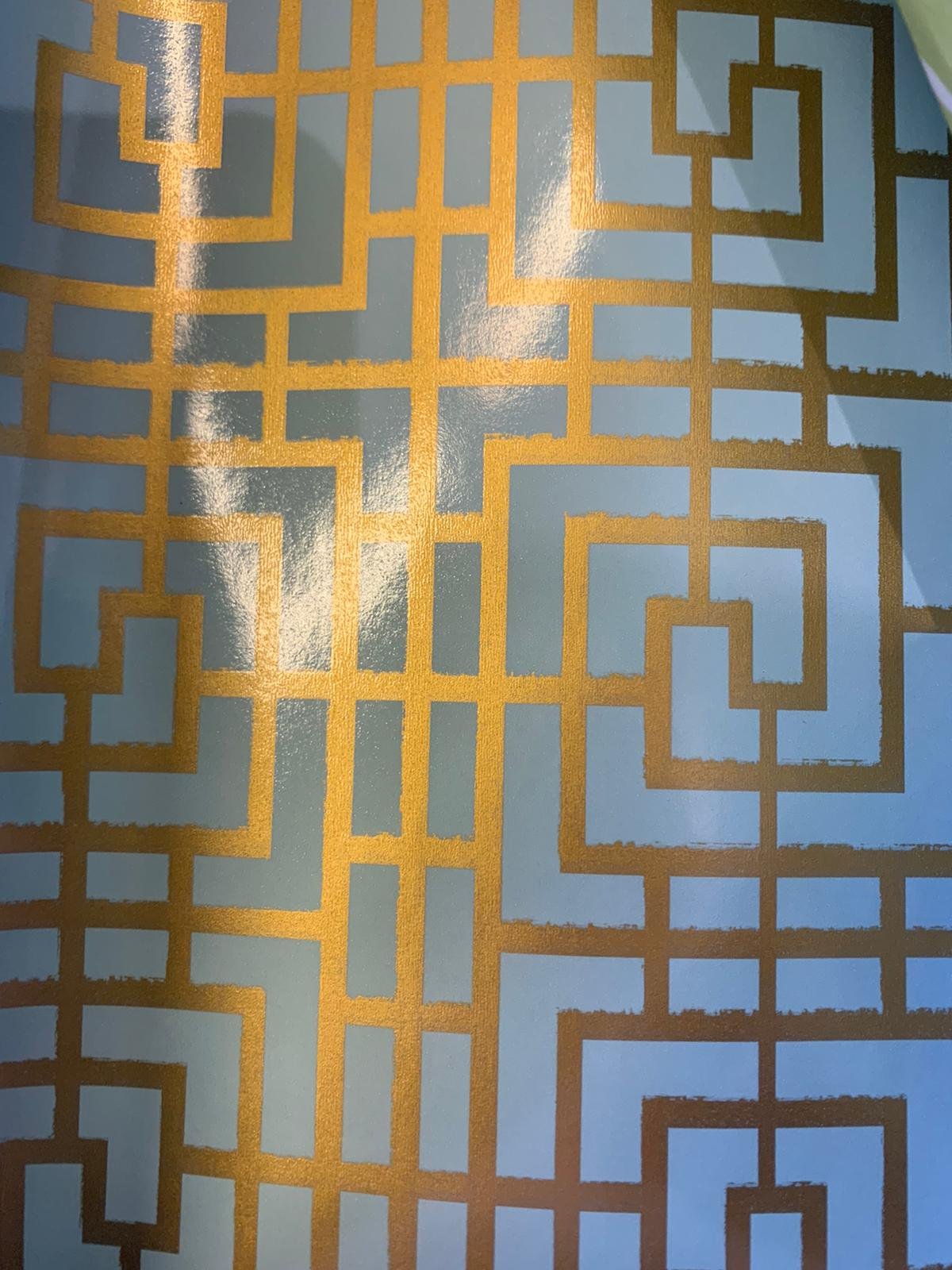 Labyrinth Geschenkpapier Gold/ Blau