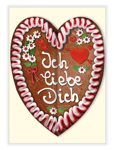 Ich liebe Dich Lebkuchenherz Karte