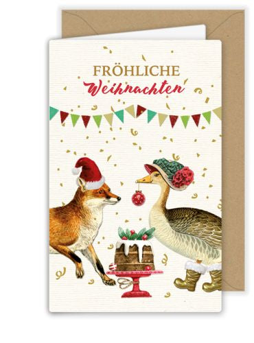 Fuchs und Gans Fröhliche Weihnachten Kärtchen
